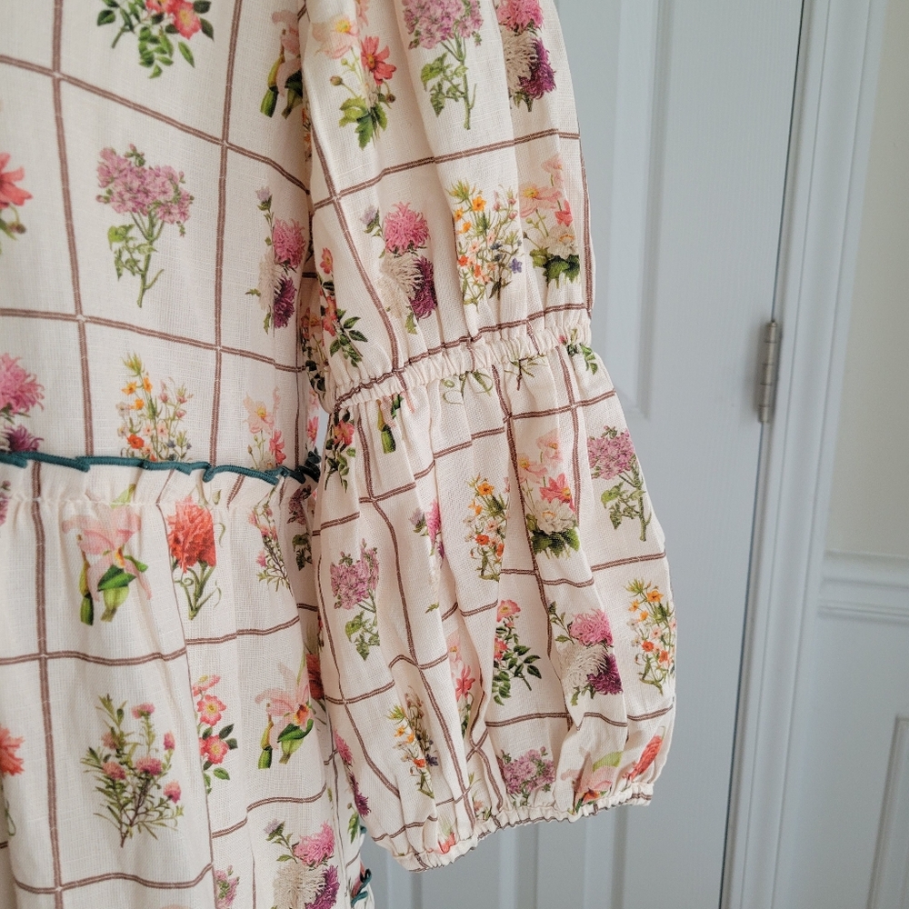 Anna Cate Vintage Stamp‎ Emily Floral Maxi Dress Linen Cotton Size M - Picture 10 of 15